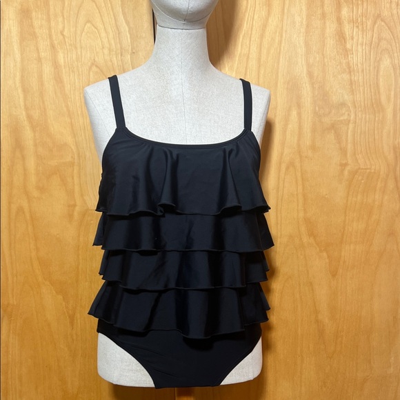 Black Ruffled Swimsuit - Picture 1 of 15